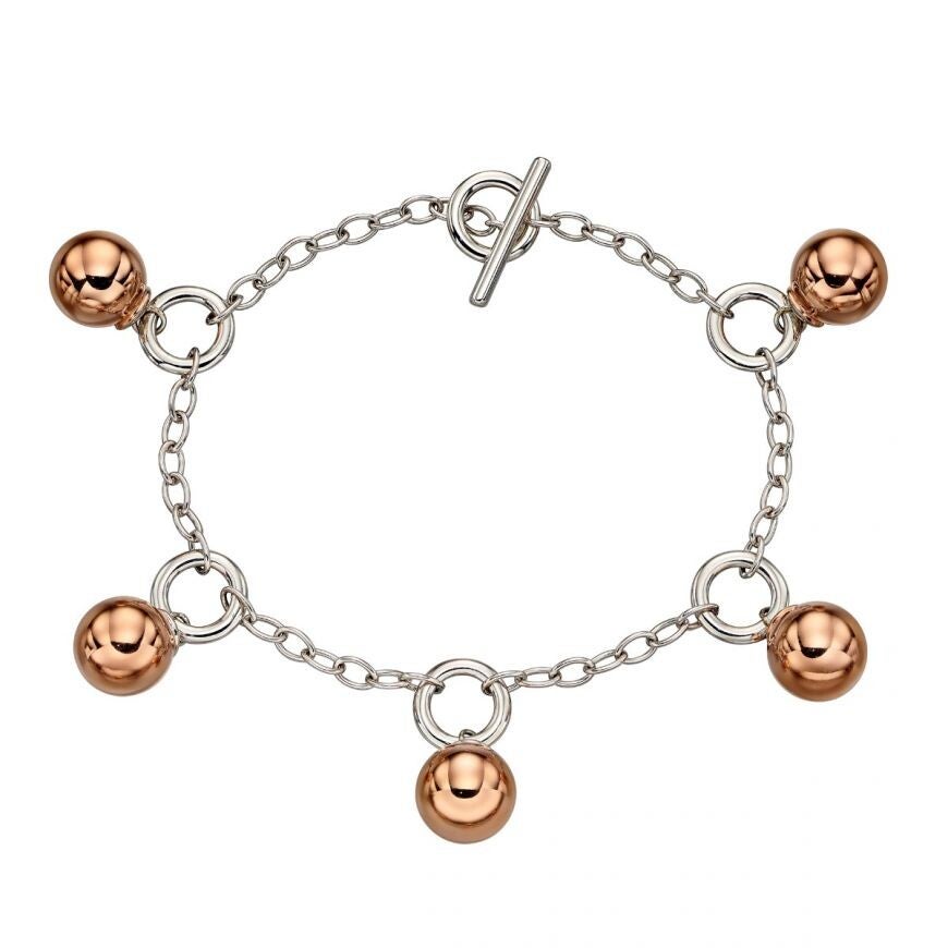 Silver Bracelet B5254 Fiorelli T-Bar Sphere Charm Bracelet