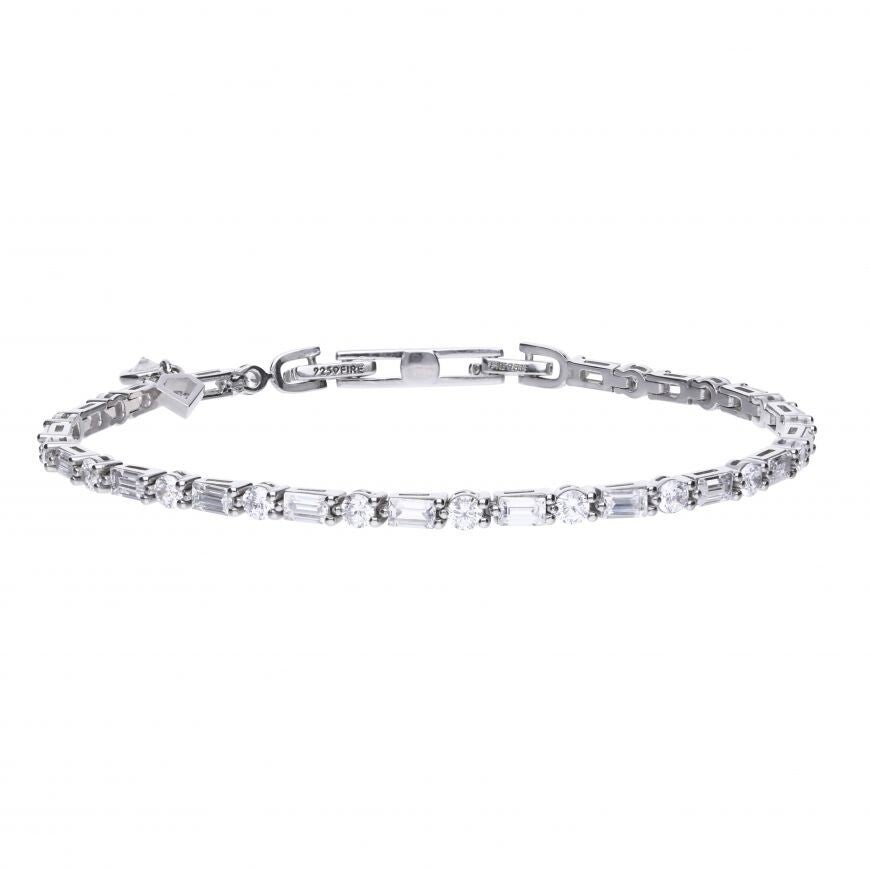 Silver Bracelet B5259 Diamonfire Baguette and Round Zirconia Bracelet