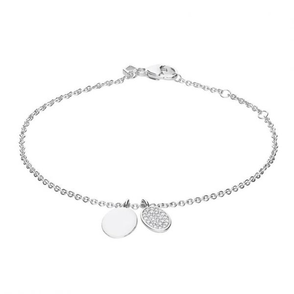 Silver Bracelet B5379 Diamonfire Engravable Tag Bracelet with Pave Set Oval Tag