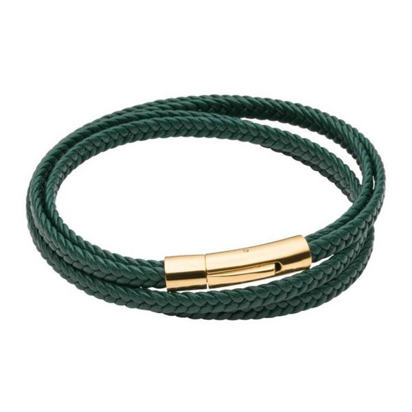Fred Bennett Multi Row Plaited Green Leather Bracelet B5429