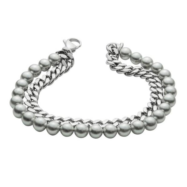 Fred Bennett Bracelet B5440 Mens Fred Bennett Double Bracelet with Shell Pearl