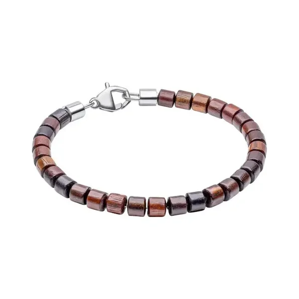 Fred BEnnett Bracelet Stainless Steel Bracelet with Natural Wood Beads B5460