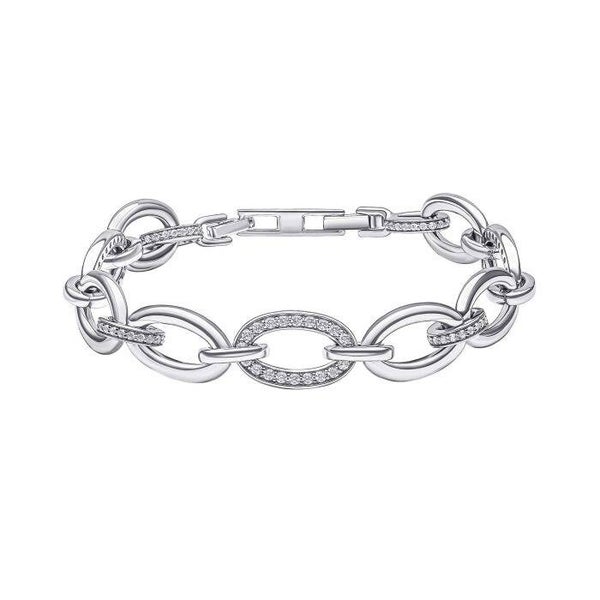 Silver Bracelet B5478 Diamonfire Oval Link Chain Bracelet