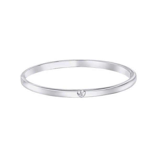 D for Diamond Heart Motif Hinged Maiden Bangle with Diamond B5482