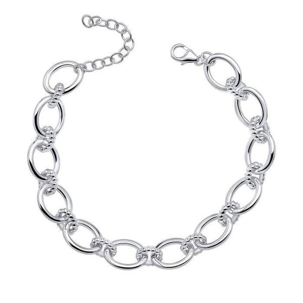 Beginnings Oval Link Bracelet with Textured Connection Links B5500