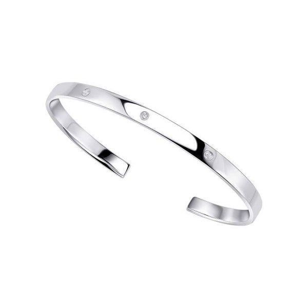 Beginnings Silver Torque Bangle with Cubic Zirconia B5520C - Z1603