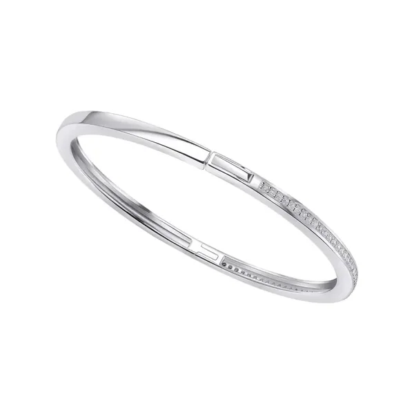 Beginnings Silver Hinged Bangle with Cubic Zirconia B5522C - Z1603