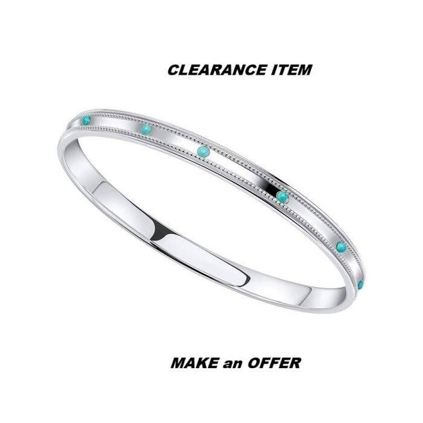Beginnings Silver Bangle B5525T Silver Turquoise Spinner Sterling Silver Bangle