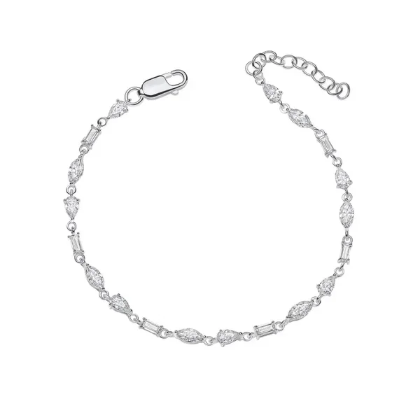 Beginnings Mixed Shapes Silver Tennis Bracelet B5535C - Z1603