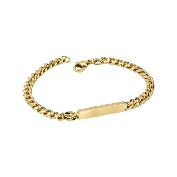 Fred Bennett Bracelet Gold Plated Chain Bracelet with Engravable Bar B5562
