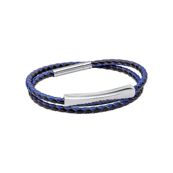 Fred Bennett Bracelet Double Wrap Blue and Black Leather Bracelet B5563L