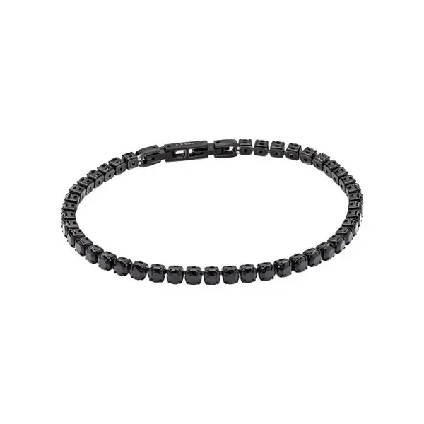Fred Bennett Bracelet Black Cubic Zirconia and Stainless Steel Tennis Bracelet B5564B