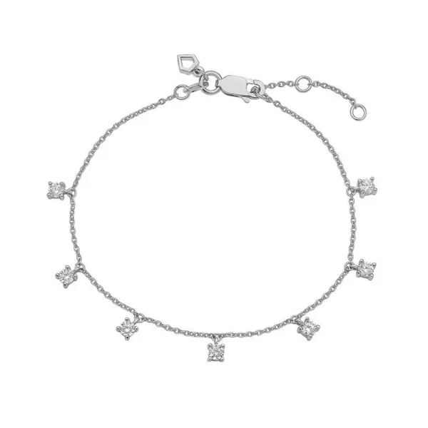 Diamonfire Four Claw Set Zirconia Station Silver Bracelet B5590