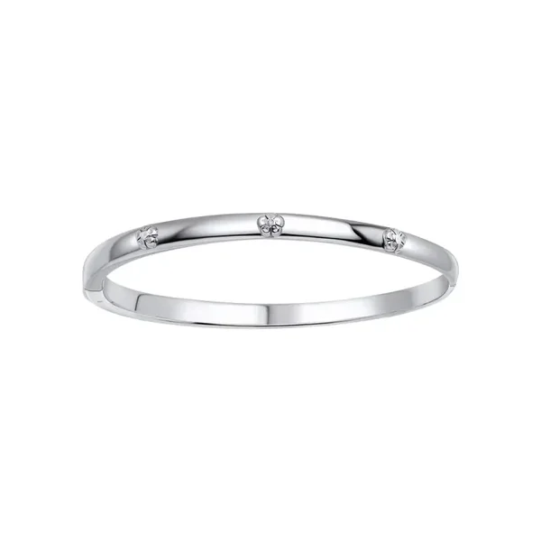 D for Diamond Floral Hinged Maiden Silver Bangle with Diamond B5600
