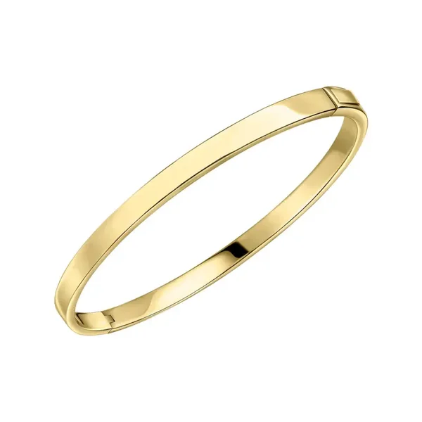 Beginnings Plain Hinged Gold Plated Silver Bangle B5606 - Z1603