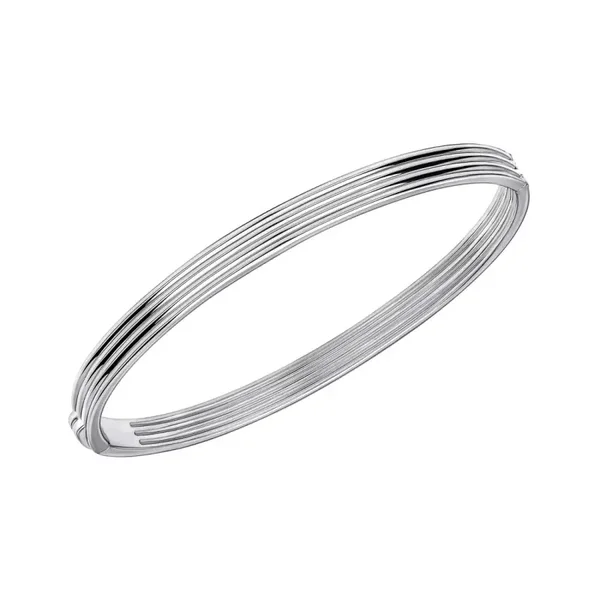 Beginnings Ridged Hinged Silver Bangle B5607 - Z1603