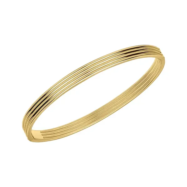 Beginnnings Ridged Hinged Gold Plated Silver Bangle B5608 - Z1603