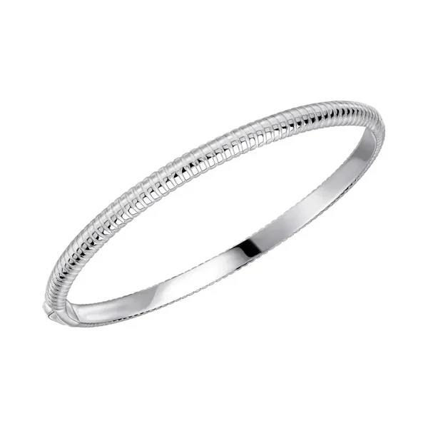 Beginnings Striped Hinged Silver Bangle B5609 -  Z1603