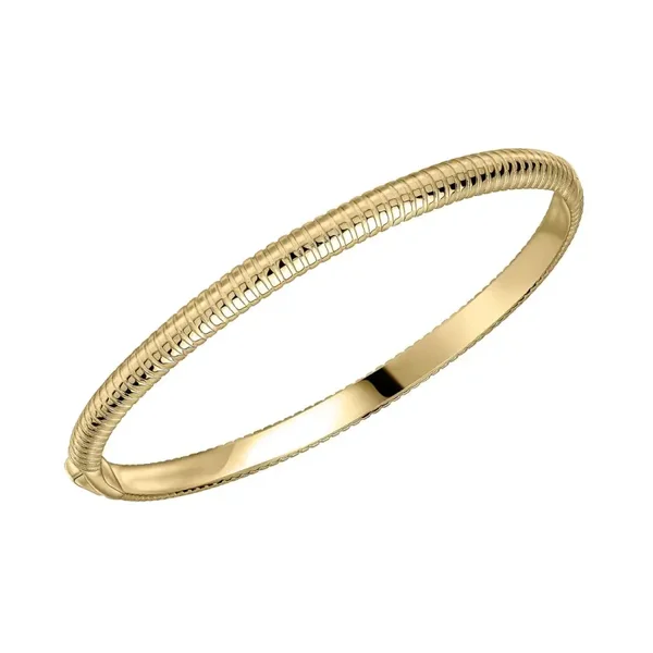 Beginnings Striped Hinged Gold Plated Silver Bangle B5610 - Z1603