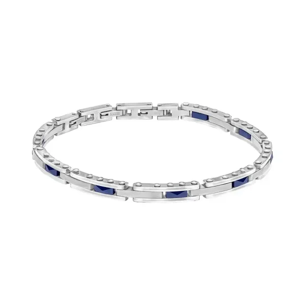 Fred Bennett Stainless Steel and Blue Ceramic Link Bracelet B5631