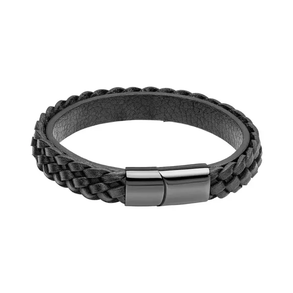 Fred Bennett Black Braided Leather Bracelet B5632