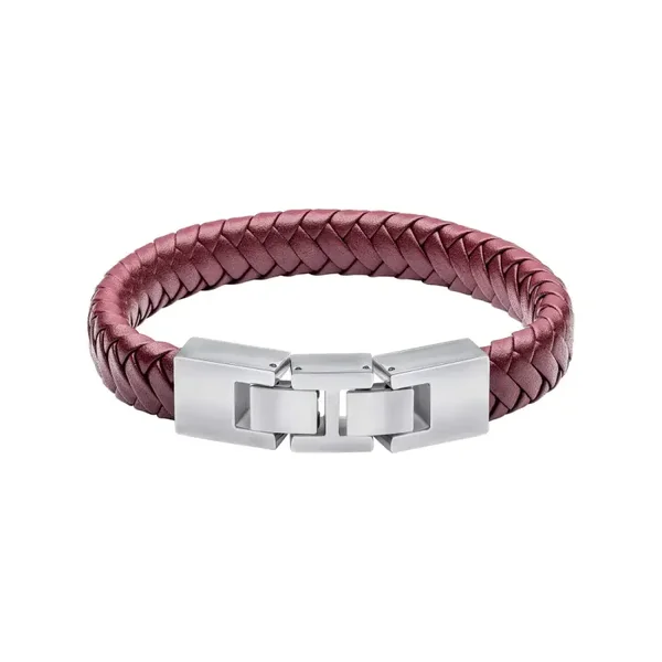 Fred Bennett Burgundy Leather Bracelet with Statement Clasp B5633