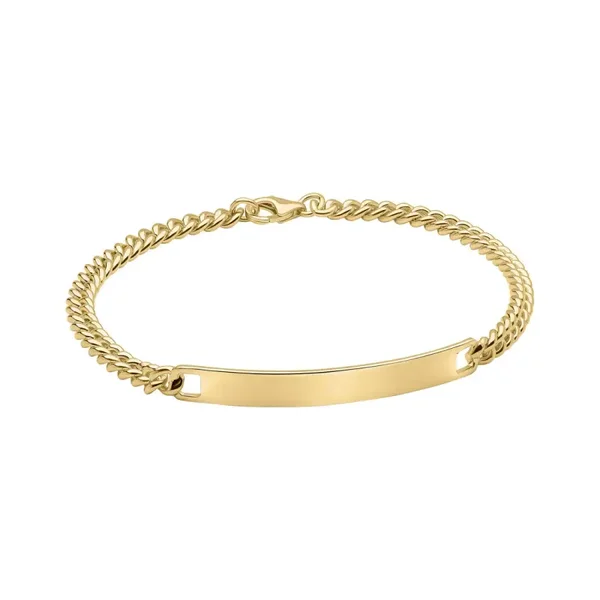 Fred Bennett Curb Chain Gold Plated Silver Bracelet with ID Bar B5652