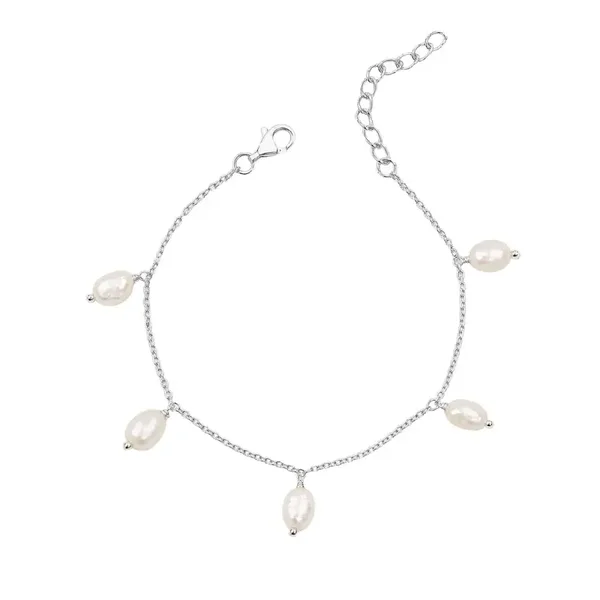 Beginnings Siver Pearl Drop Station Bracelet B5659W