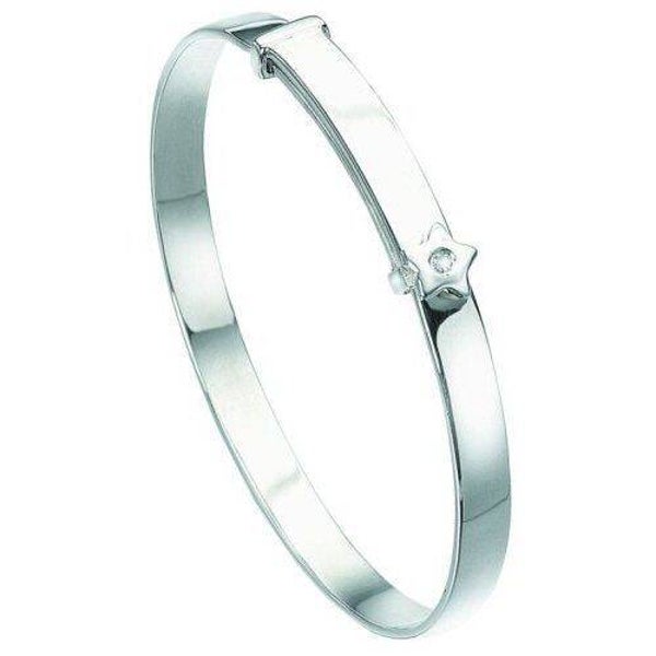 D for Diamond Star Expanding Sterling Silver Bangle with Diamond B772