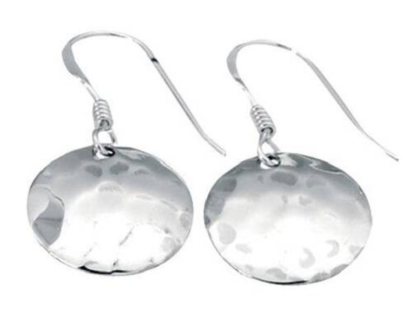 Beginnings Silver Earrings E2517 Small Hammered Silver Disc Hook Earrings