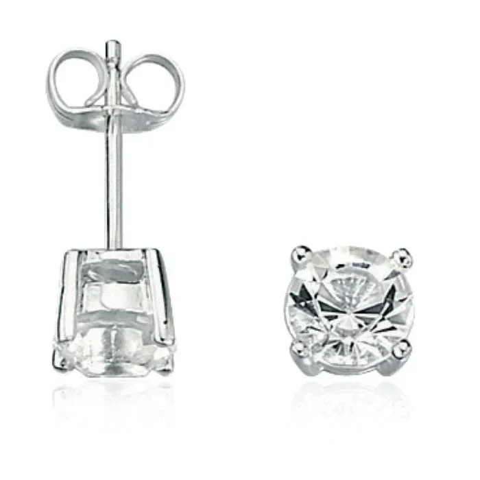 Fred Bennett Claw-Set Clear Crystal Sterling Silver Stud Earrings E2657C