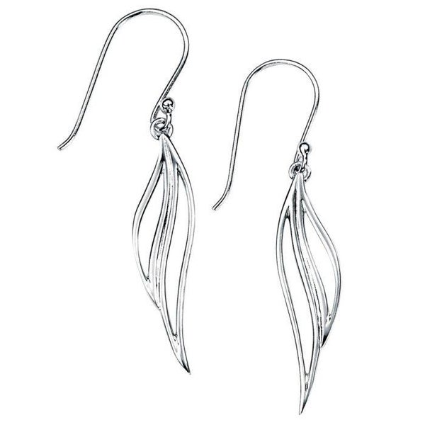 Beginnings Silver Earrings E3635 Open Leaf Drop Earrings