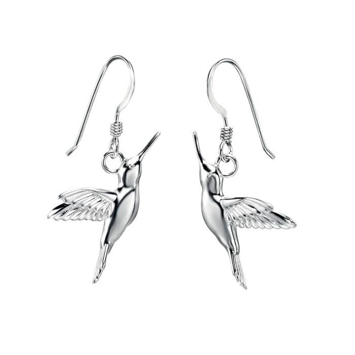 Silver Earrings E3776 Beginnings Hummingbird Drop Earrings