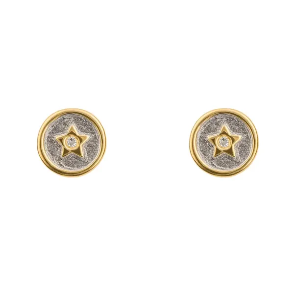 D for Diamond Sterling Silver Shooting Star Round Stud Earrings with Diamond E6328
