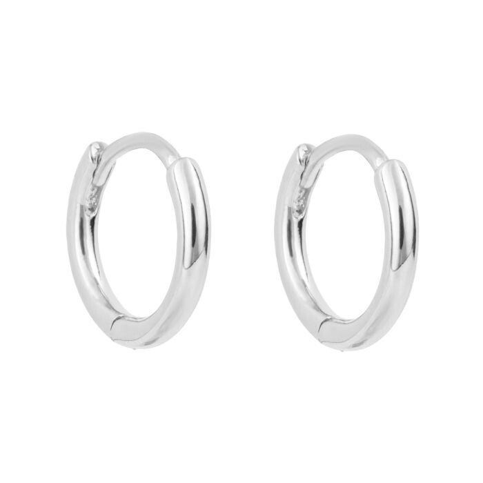 Silver Earrings E6350 Beginnings 12mm Plain Hoop Earrings