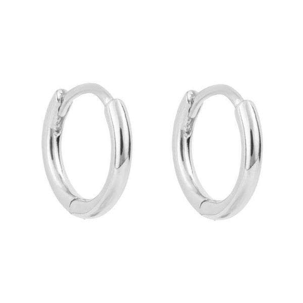 Silver Earrings E6350 Beginnings 12mm Plain Hoop Earrings