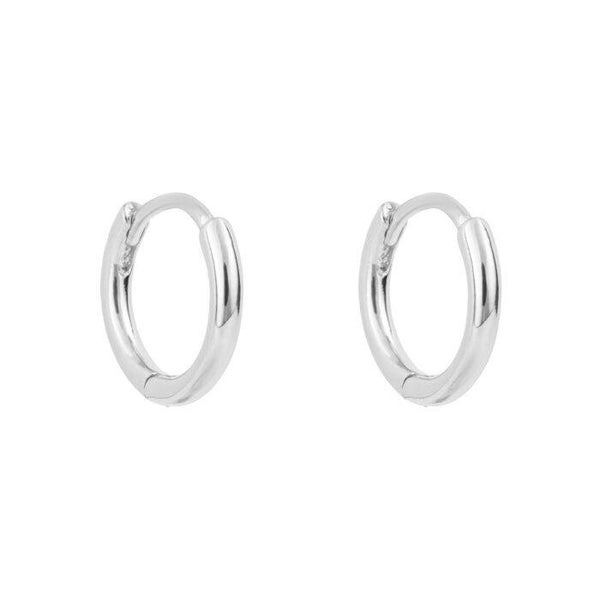 Silver Earrings E6532 Beginnings Silver Plain 10mm Hoop Earrings