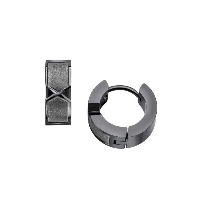 Fred Bennett Gunmetal Plated Chevron Hoop Earrings E6396