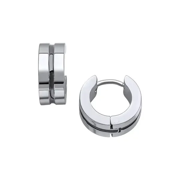 Fred Bennett Black Enamel Stripe Hoop Earrings E6397