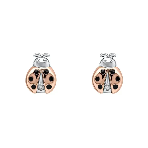 D for Diamond Ladybird Silver Stud Earrings with Diamond E6433