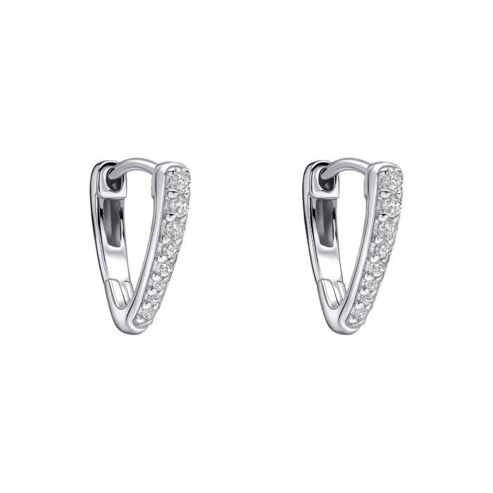 Fiorelli Silver Earrings E6501C Fiorelli Pave Pointed Hoop Earrings