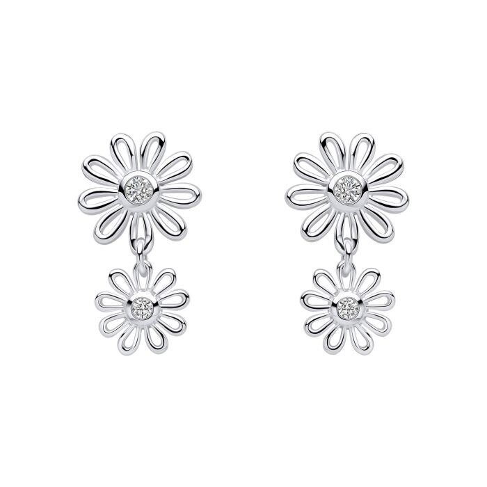 Silver Earrings E6605C Laura Ashley Thorncliff Daisy Drop Earrings