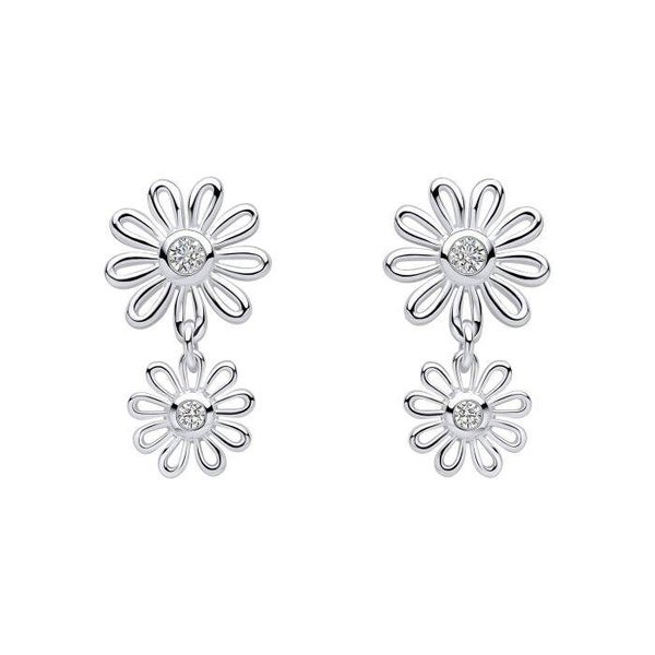 Silver Earrings E6605C Laura Ashley Thorncliff Daisy Drop Earrings