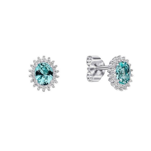 Silver Earrings E6707 Diamonfire Oval Zirconia Pave Stud Earrings