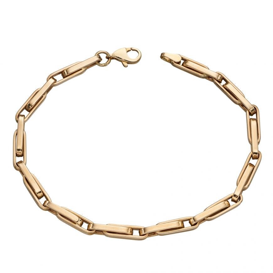 Gold Bracelet GB485 Elements Long Flat Links Bracelet in 9ct Gold