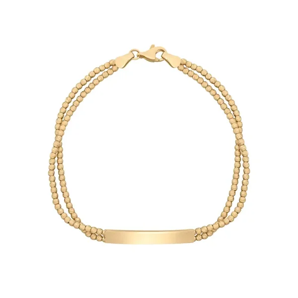 Elements Gold ID Bar Double Bead Chain Bracelet GB527