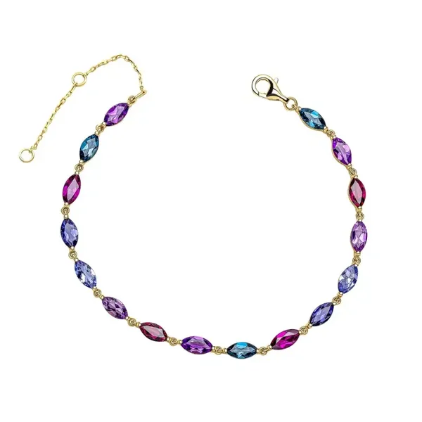 Elements Gold Semi-Precious Navette Tennis Bracelet GB530