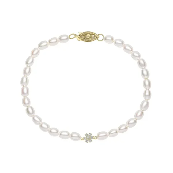 Elements Gold Seed Pearl and Flower Bracelet GB531W