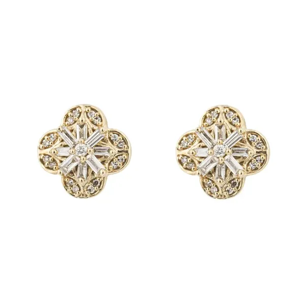 Elements Gold Flower Stud Earrings with Diamond GE1009