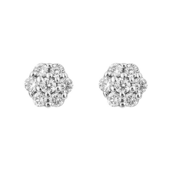 Elements Gold Earrings GE1010 Small Flower Stud Earrings with Diamond in 9ct Gold